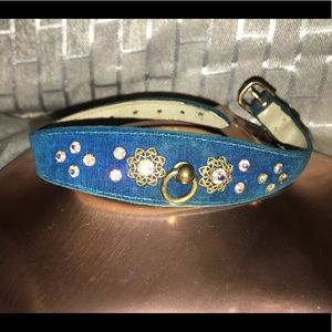 Vtg Bling Leather Pet Collar